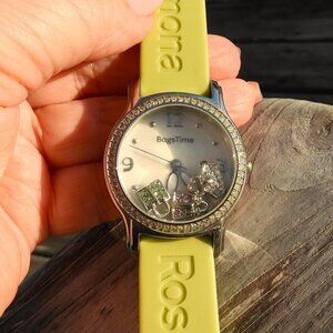 RARE, Unique Simona Rosato Designer Watch 'Bags Time' - Lime Green Band